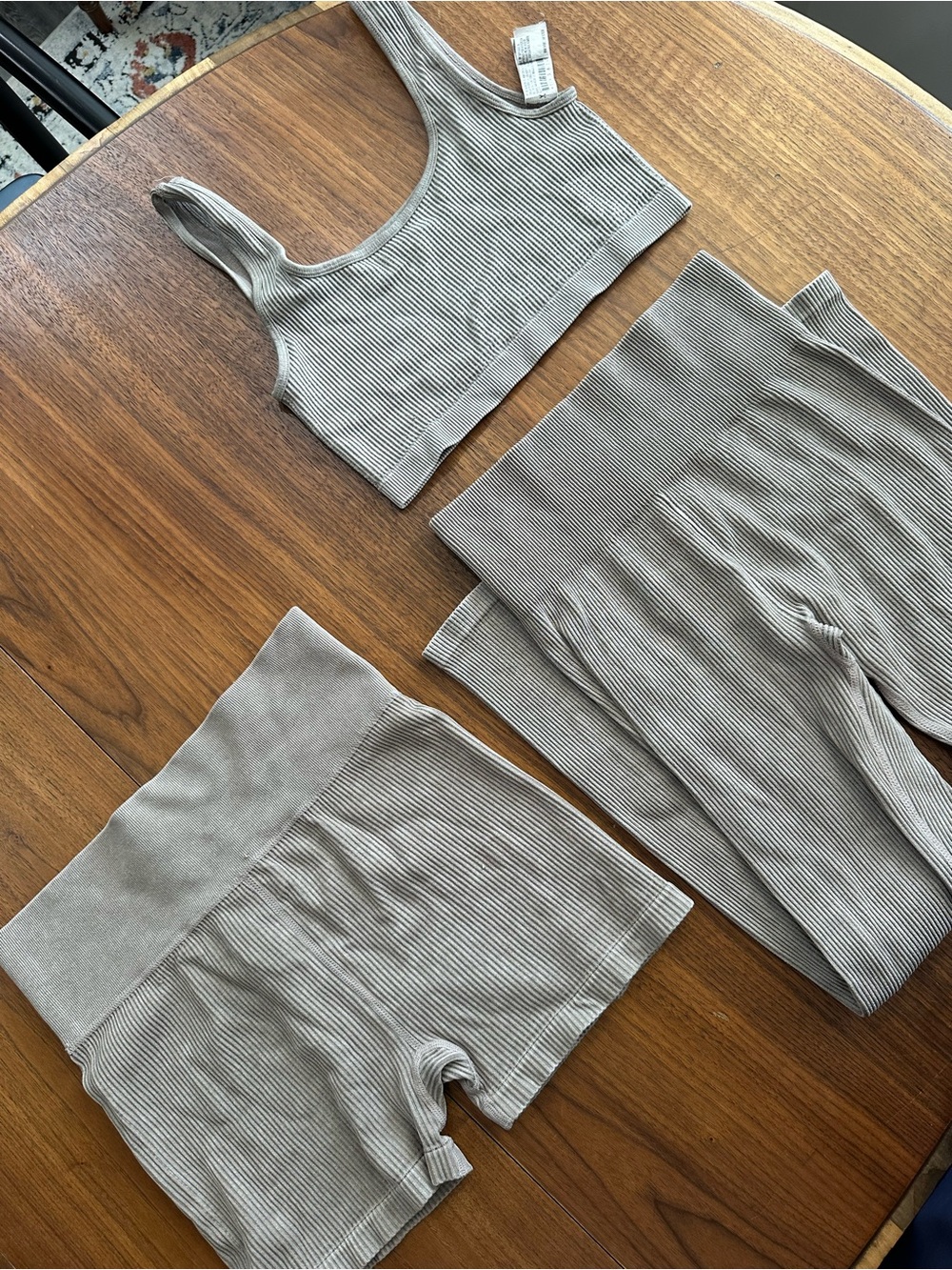 3 piece Forever 21 Neutral Ribbed Active Set - Taupe Size M/L